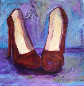 Die roten Schuhe 2016 40 x 40 cm Acryl auf Leinwand 