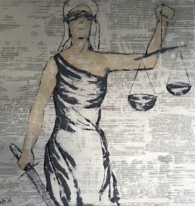 Justitia 2016 100 x 100 cm Imagetransfertechnik und Acryl auf Leinwand 