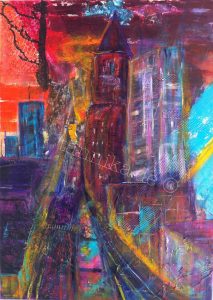 Citylights 2015 50 x 70 cm Papier und Acryl auf Leinwand 